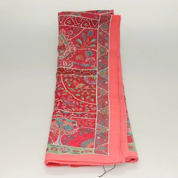 HERMES Carre 140 Scarf ""des Oiseaux Fleurs"" Cashmere Red Auth 133742 - Picture 4 of 10